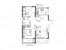 68㎡户型， 2室2厅2卫0厨， 建筑面积约68.00平米